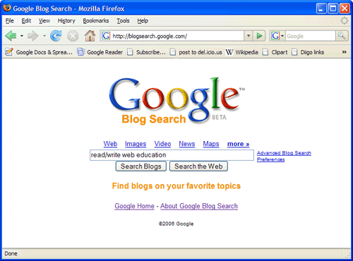 Blogsearch screenshot