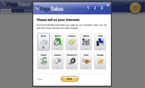 Pageflakes options