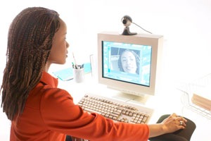 Woman with webcam