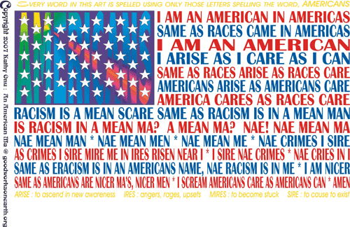 Anagrams of American, displayed as a flag