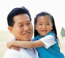 Asian dad and daughter