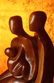 Stylized statue of family