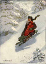 Heidi and Grandfather sledding
