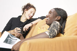 Friends lounging and chatting