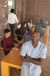 Man standing in computer lab