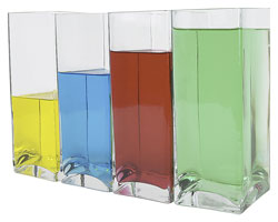 Liquid and glass column chart, four increasing levels