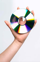 Holding a CD-ROM