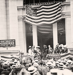 Hoisting flag at high school