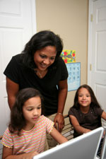 woman with girls and computers