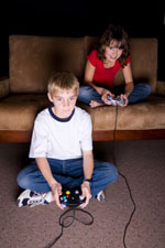 kids playing video game