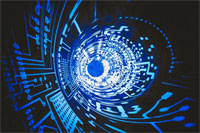 digital tunnel, blue and black