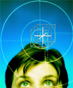 woman with cube over her head