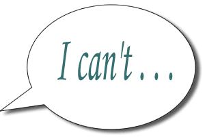 "I can't" in a talkie bubble