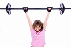 Girl holding up weights