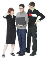 Three people with laptop