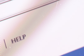Computer screen reading "HELP"